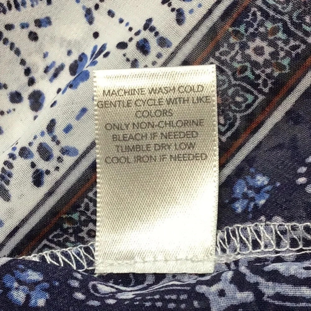 Christopher & Banks Semi Sheer Blue White Patterned Kimono Top Sz.S/M - Picture 6 of 10